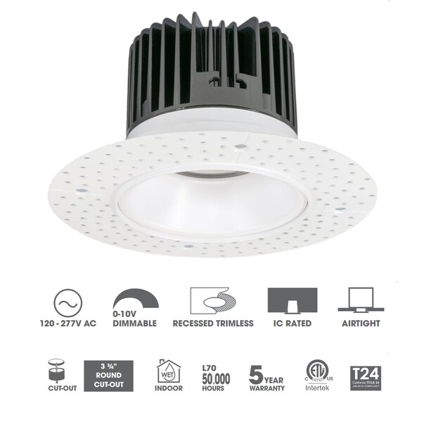 Jesco LED 4'' LED Eng/Trimless Flange 15W 5CCT 90CRI 0-10V White Downlight Fixture RLF-4515-RTL-UNI-SW5-WH - main